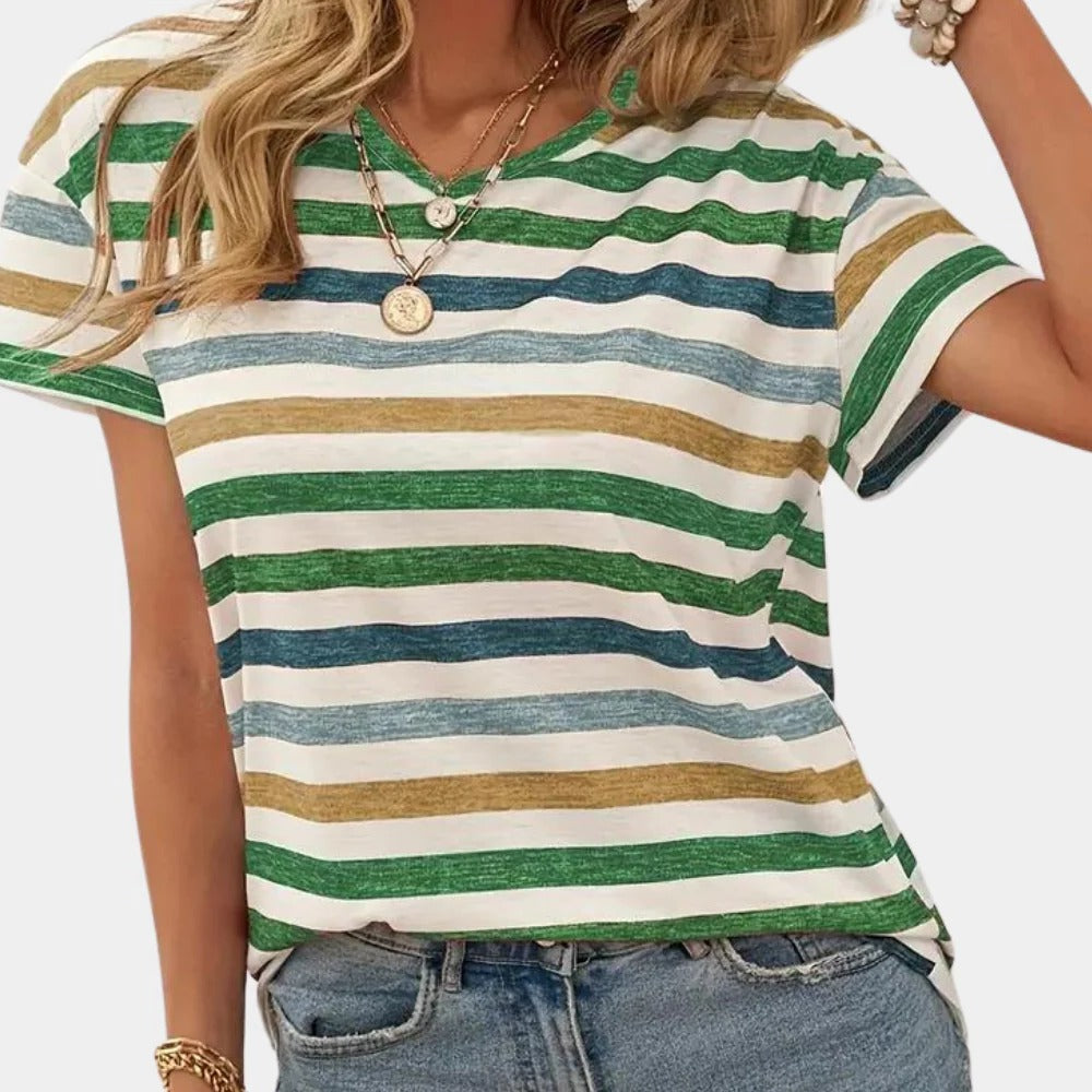 Raxiva-casual striped womens tshirt