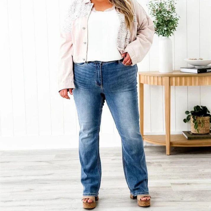 Raxiva-shaping bootcut stretch denim jeans