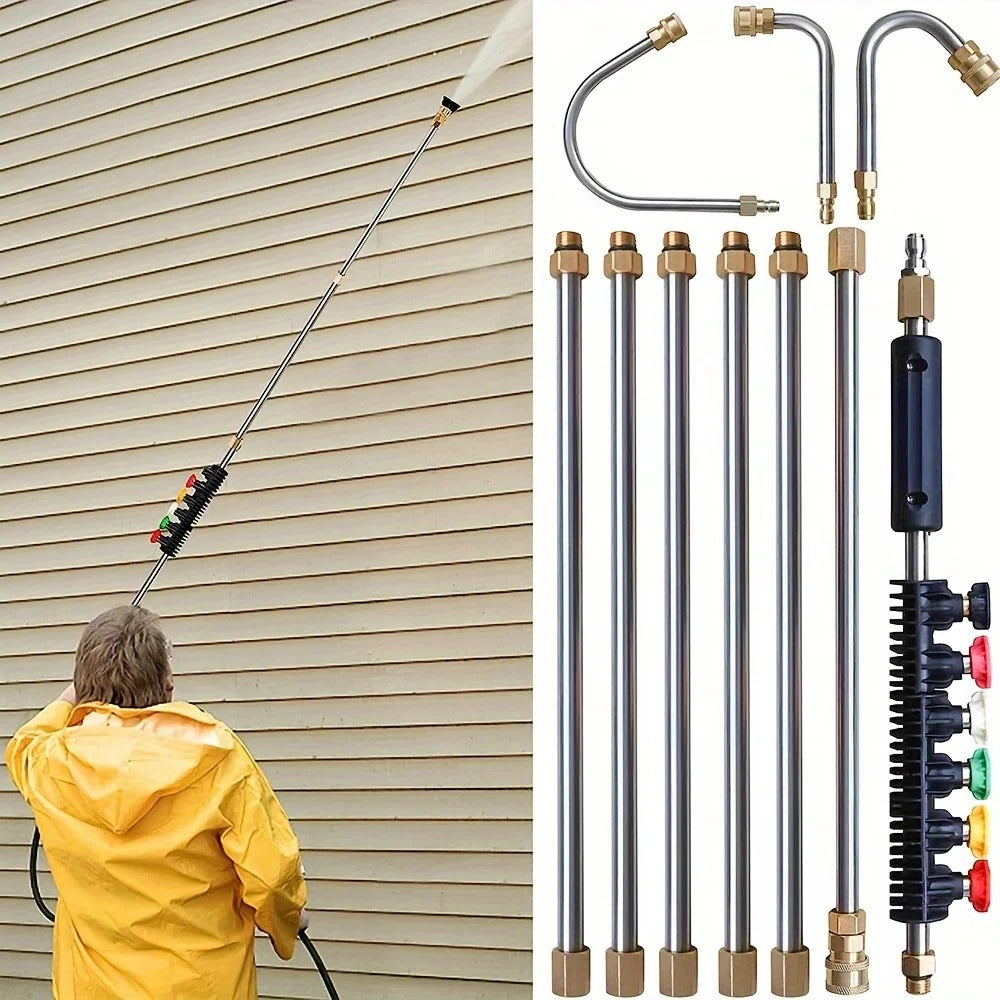 Raxiva-4000 psi telescoping high pressure washer wand set for gutter roof drainage walls cleaning 1