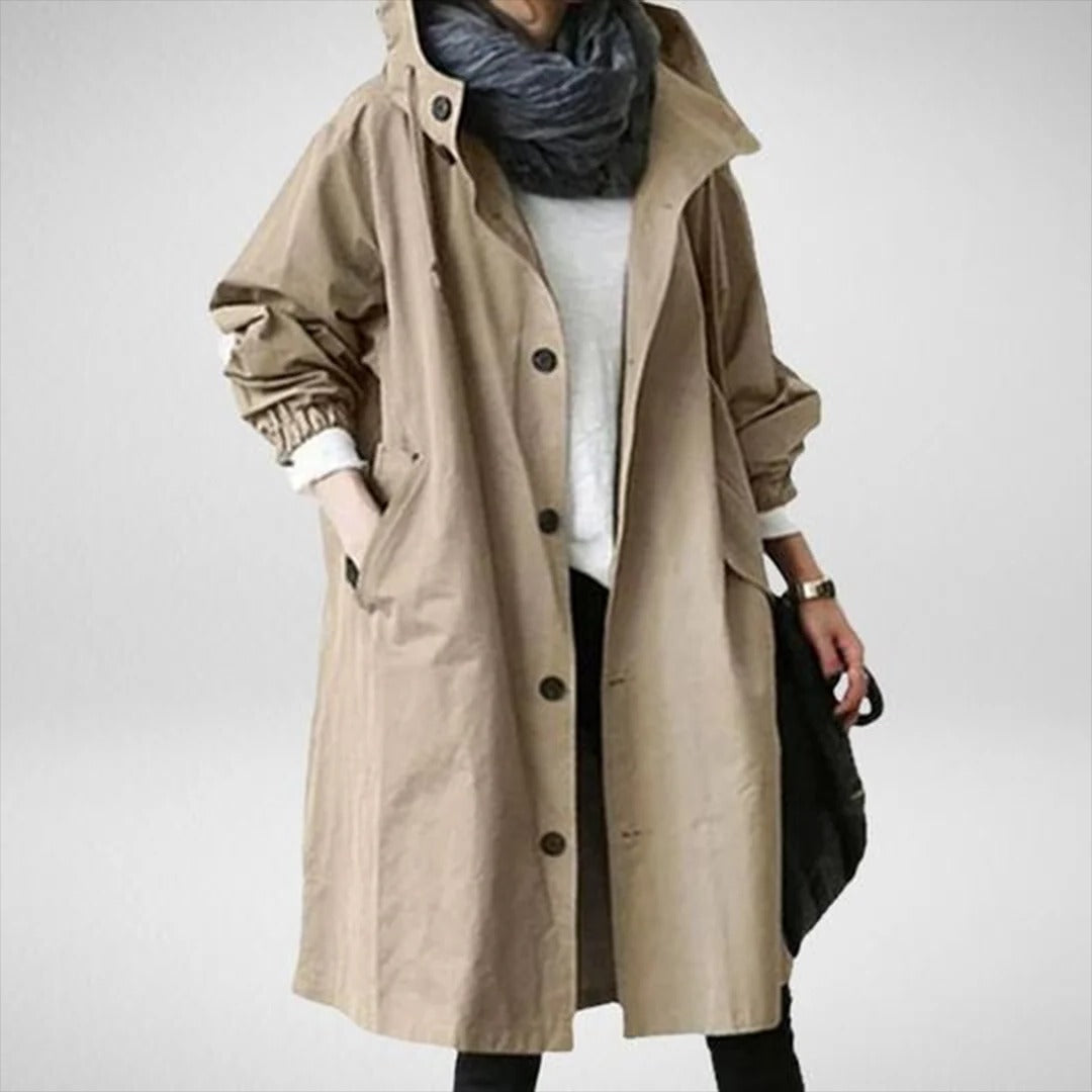 Raxiva-womens long waterproof rain coat