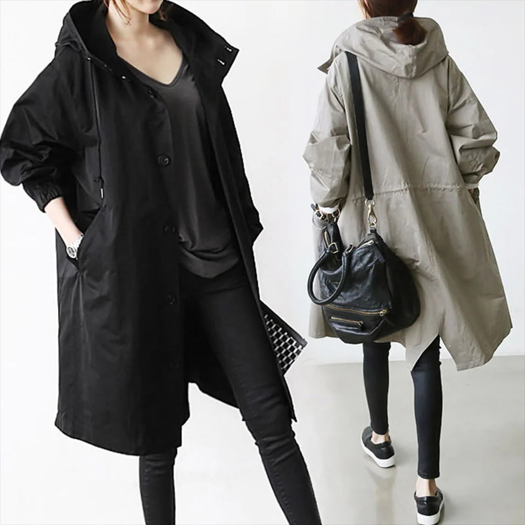 Raxiva-womens long waterproof rain coat