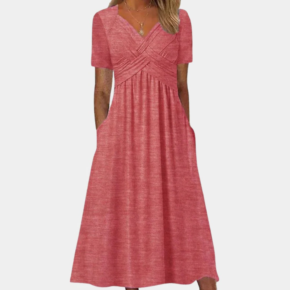 Raxiva-elegant ladies summer dress v neck