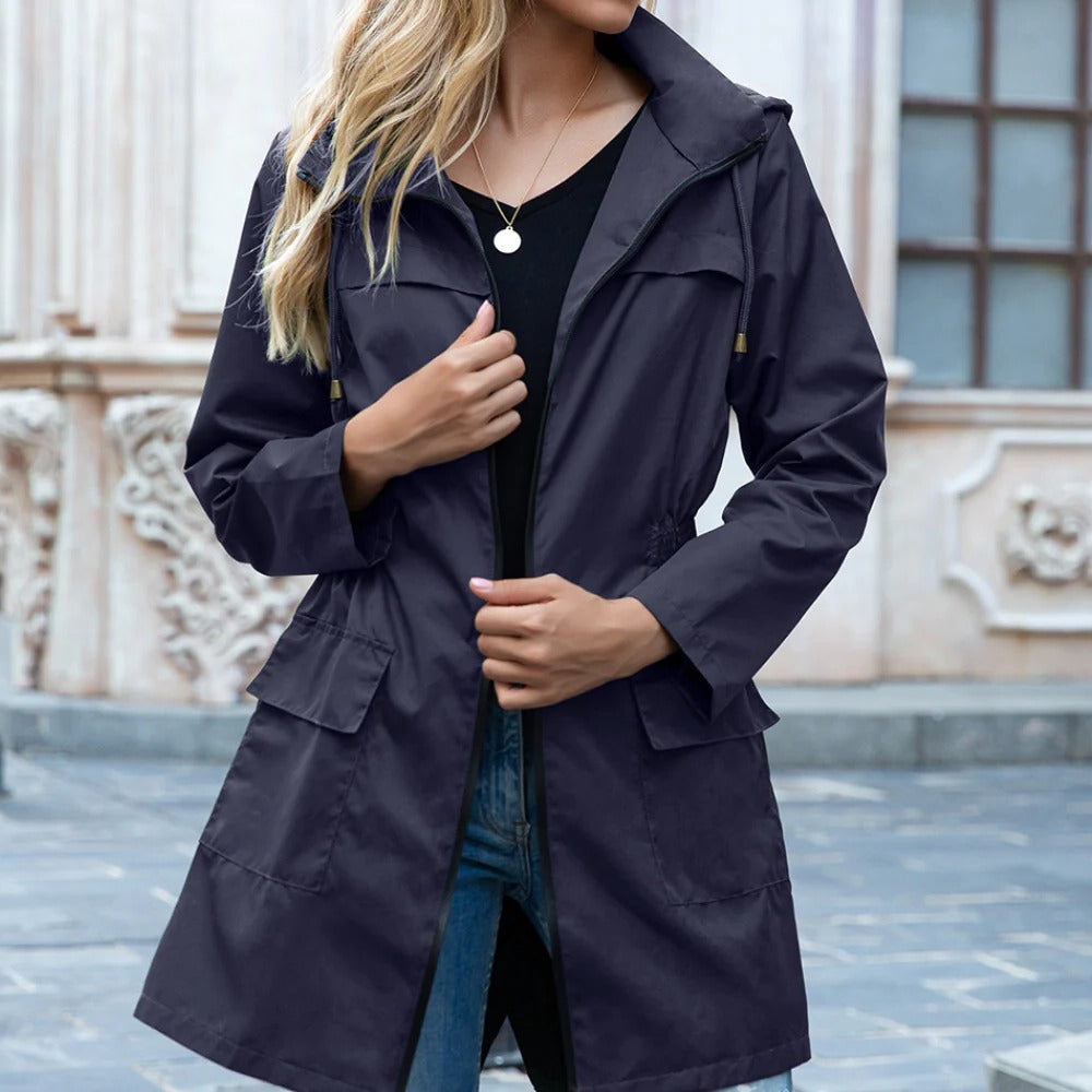 Raxiva-stylish zipper trench coat women