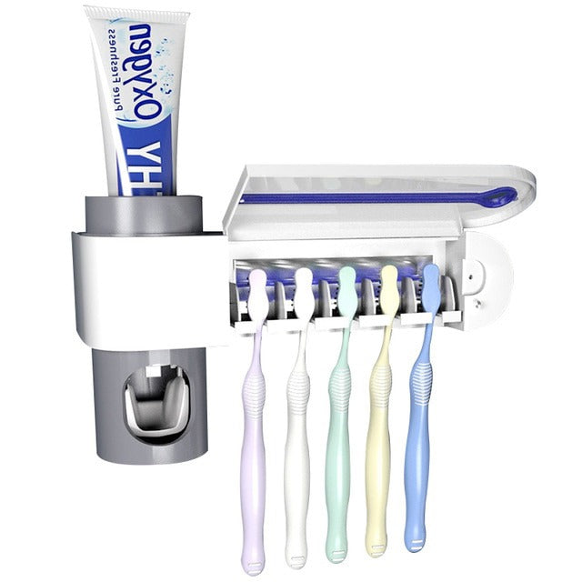 Raxiva-uv light toothbrush sterilizer and toothpaste dispenser