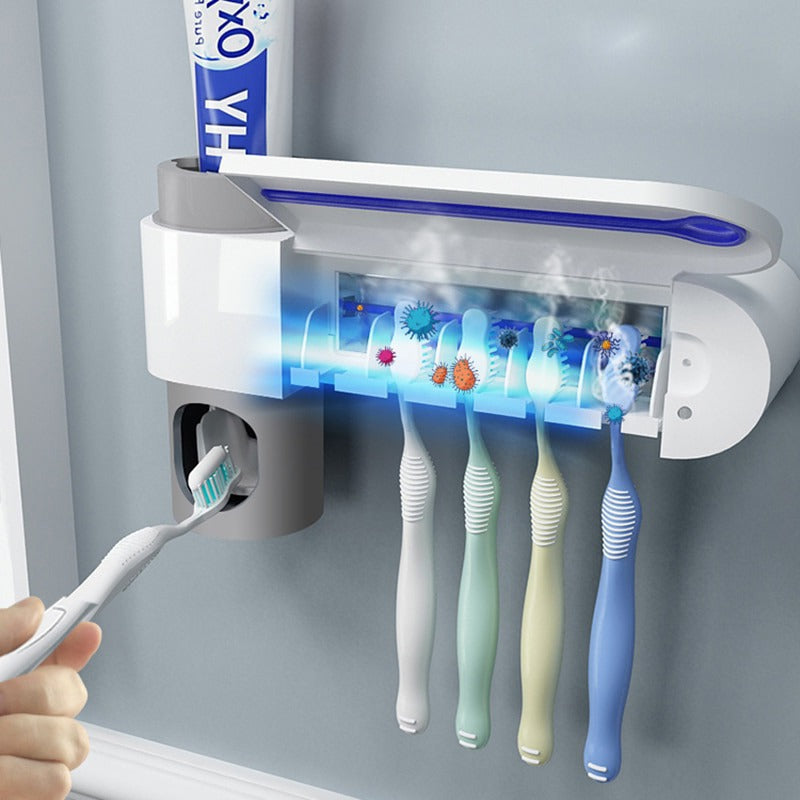 Raxiva-uv light toothbrush sterilizer and toothpaste dispenser