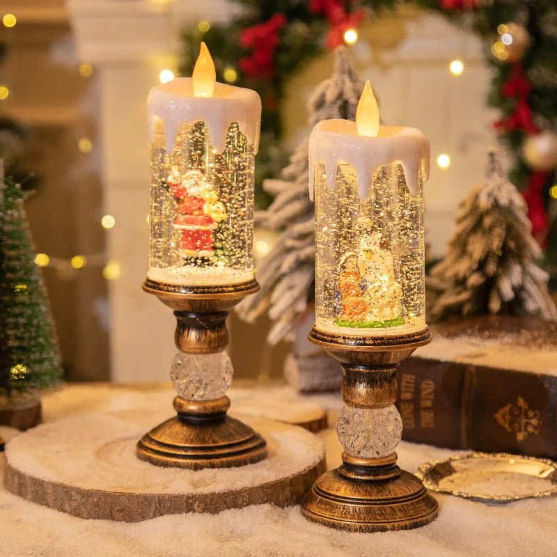 Raxiva-led candle lights snowflake music box magical christmas desktop decorations