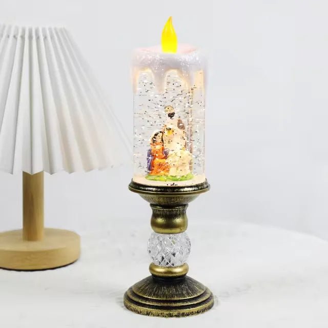 Raxiva-led candle lights snowflake music box magical christmas desktop decorations