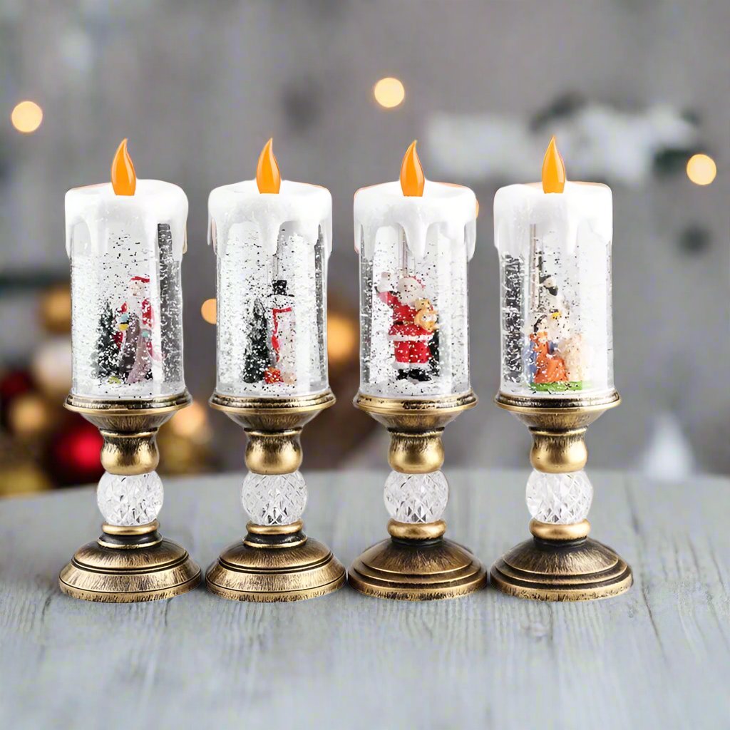 Raxiva-led candle lights snowflake music box magical christmas desktop decorations