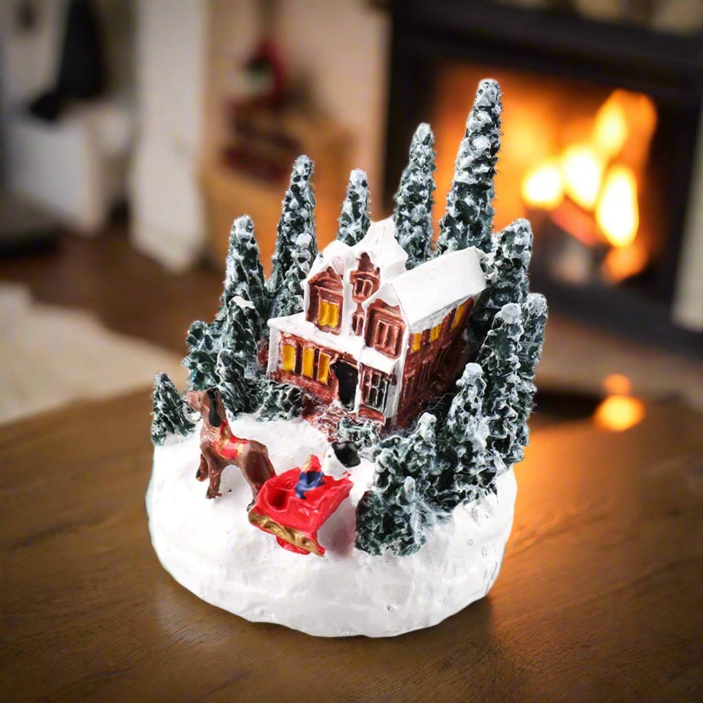 Raxiva-led christmas village mini set snowy resin houses festive home decor gifts kids friends