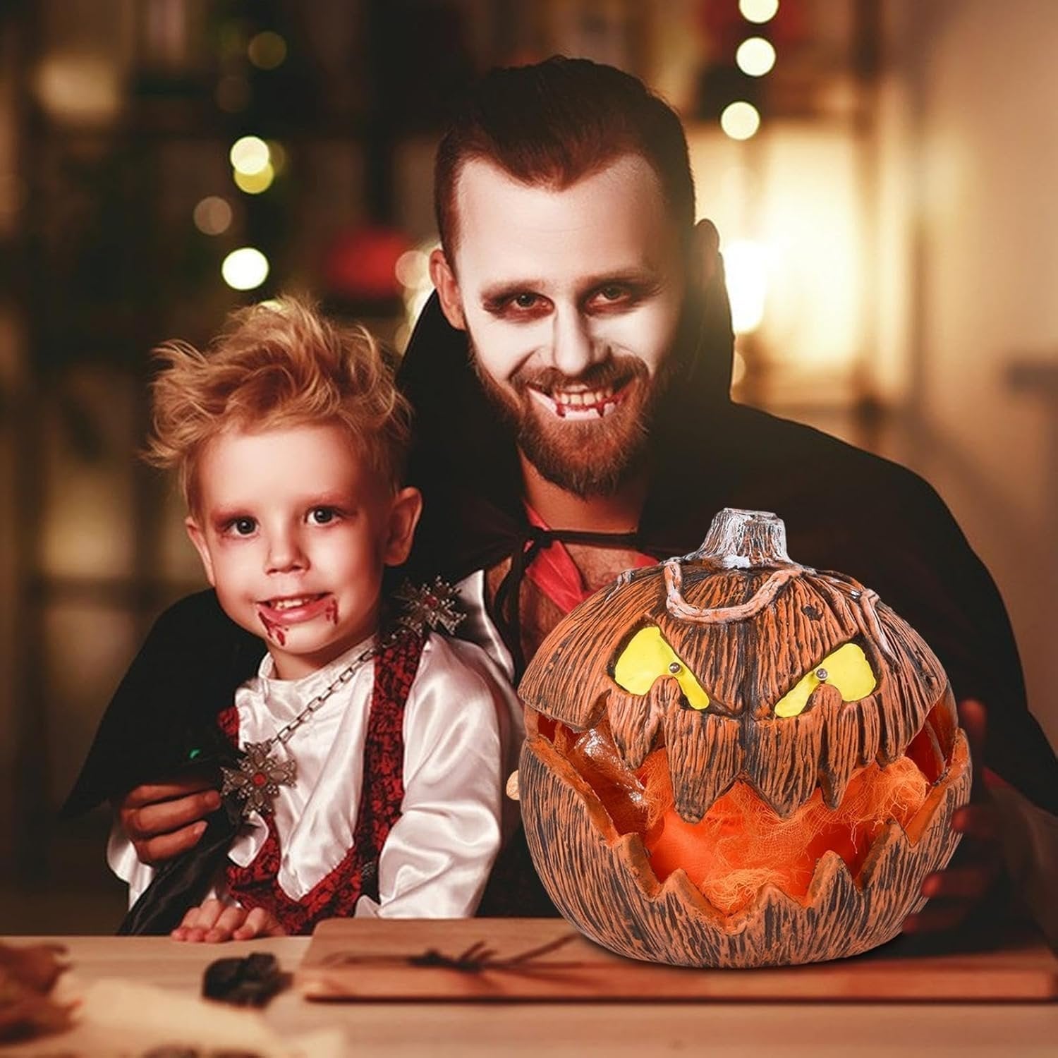Raxiva-led pumpkin lantern jack o lantern mouth open talking halloween indoor lights