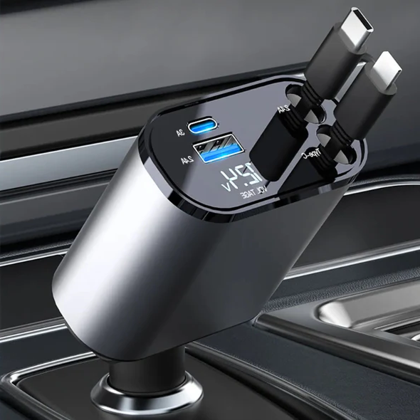 Raxiva-4 in 1 retractable car charger