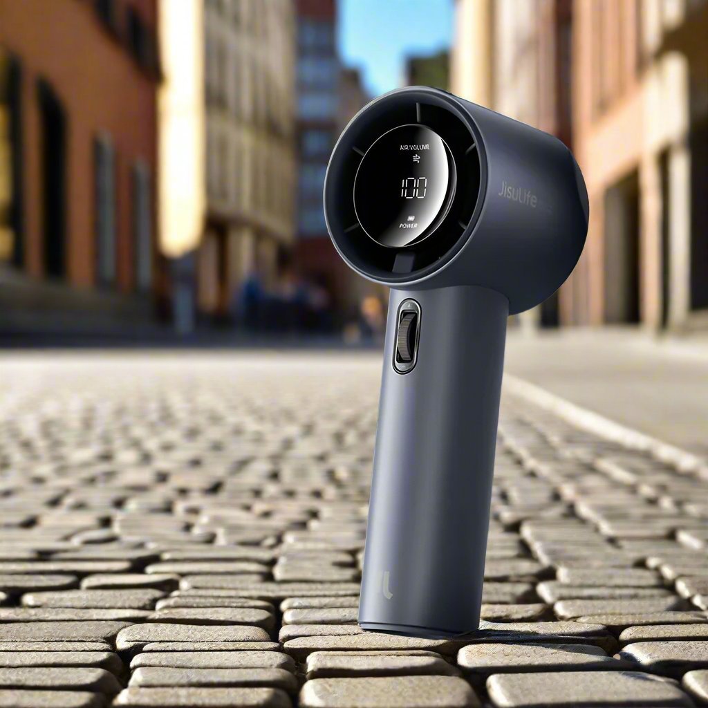 Raxiva-portable rechargeable hand fan electric pocket fan with stand and lanyard