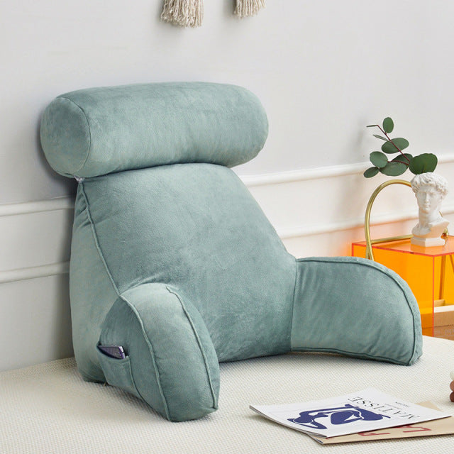 Raxiva-backrest pillow with arms and adjustable headrest