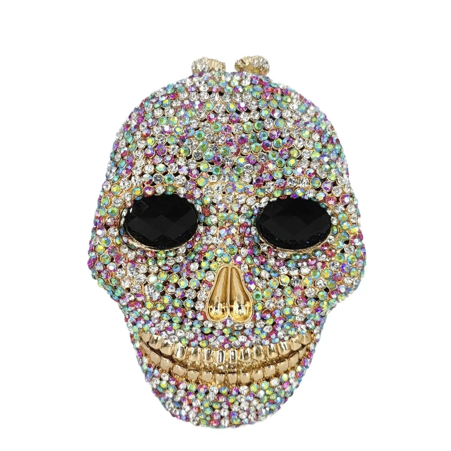 Raxiva-skull head halloween womens crystal party clutch bag