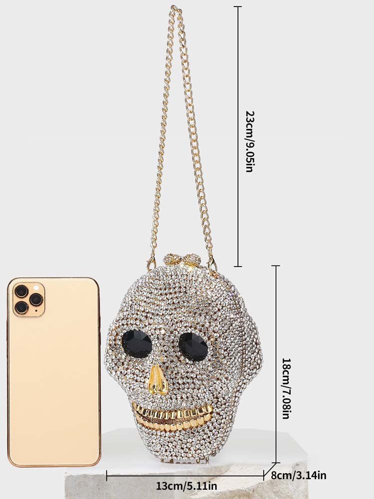 Raxiva-skull head halloween womens crystal party clutch bag