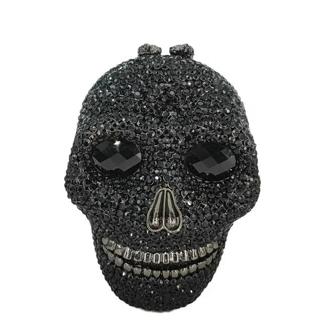 Raxiva-skull head halloween womens crystal party clutch bag