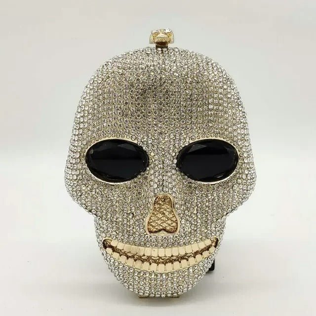 Raxiva-skull head halloween womens crystal party clutch bag
