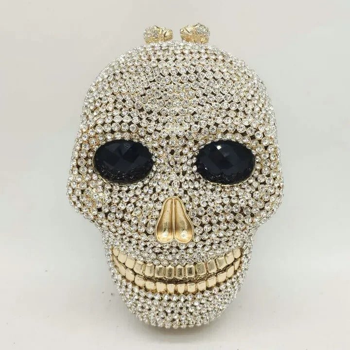 Raxiva-skull head halloween womens crystal party clutch bag